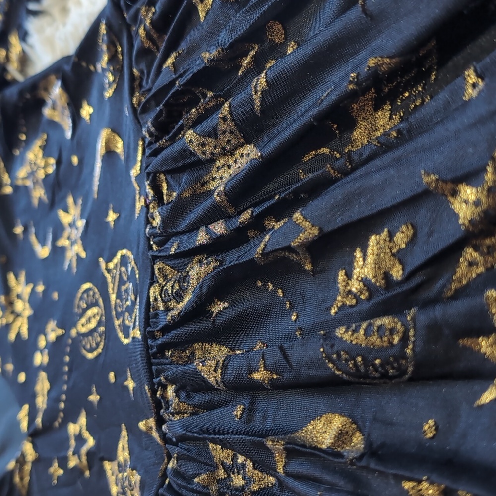 NWT Blackmilk Gold Burned Velvet Goth Christmas Baubles Dress Size Medium - Picture 7 of 16